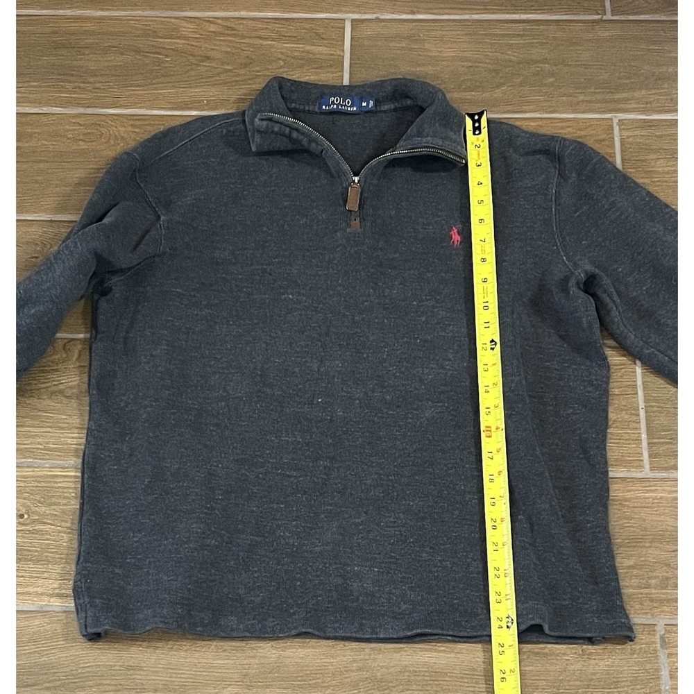 Polo Ralph Lauren Pullover Shirt Men Medium Gray Performance 1/4 Zip Long Sleeve - Picture 5 of 6